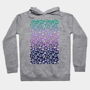 Ombre Nature Doodle Pattern in Navy & Purple Hoodie